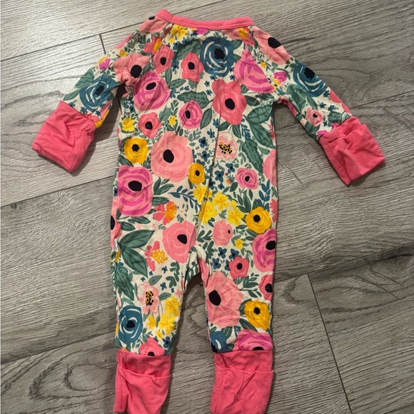 Little Sleepies Pink Floral Zip Footed One-Piece - Picture 2 of 3